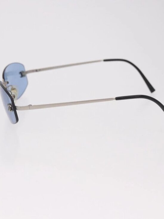 CHANEL Sunglasses metal Blue CC Auth 187883V main image 11